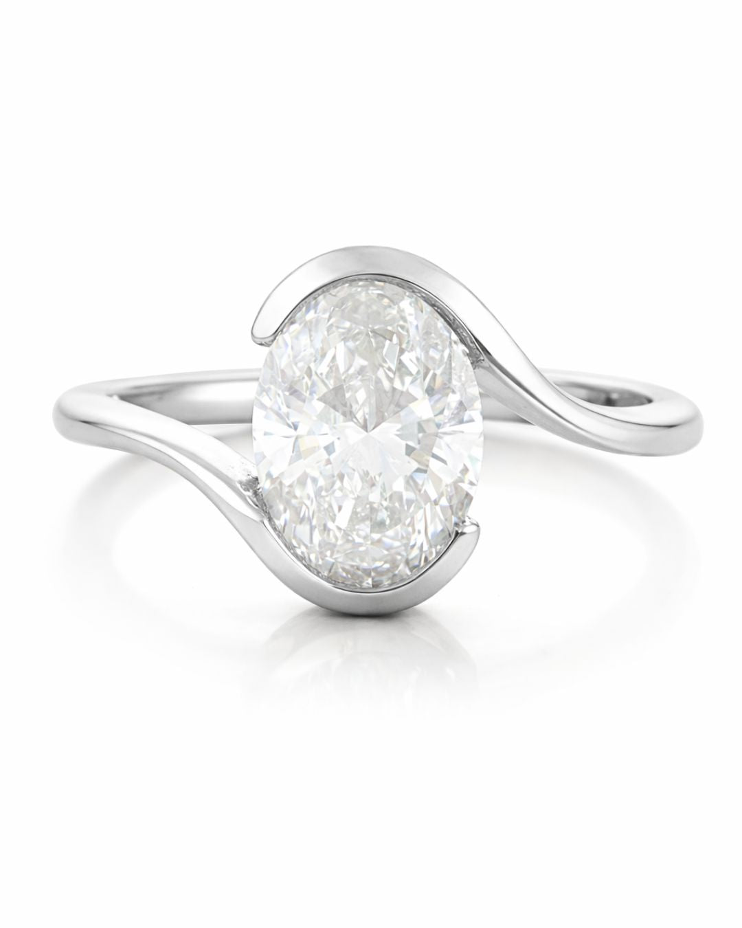 Wave Oval Solitaire Ring