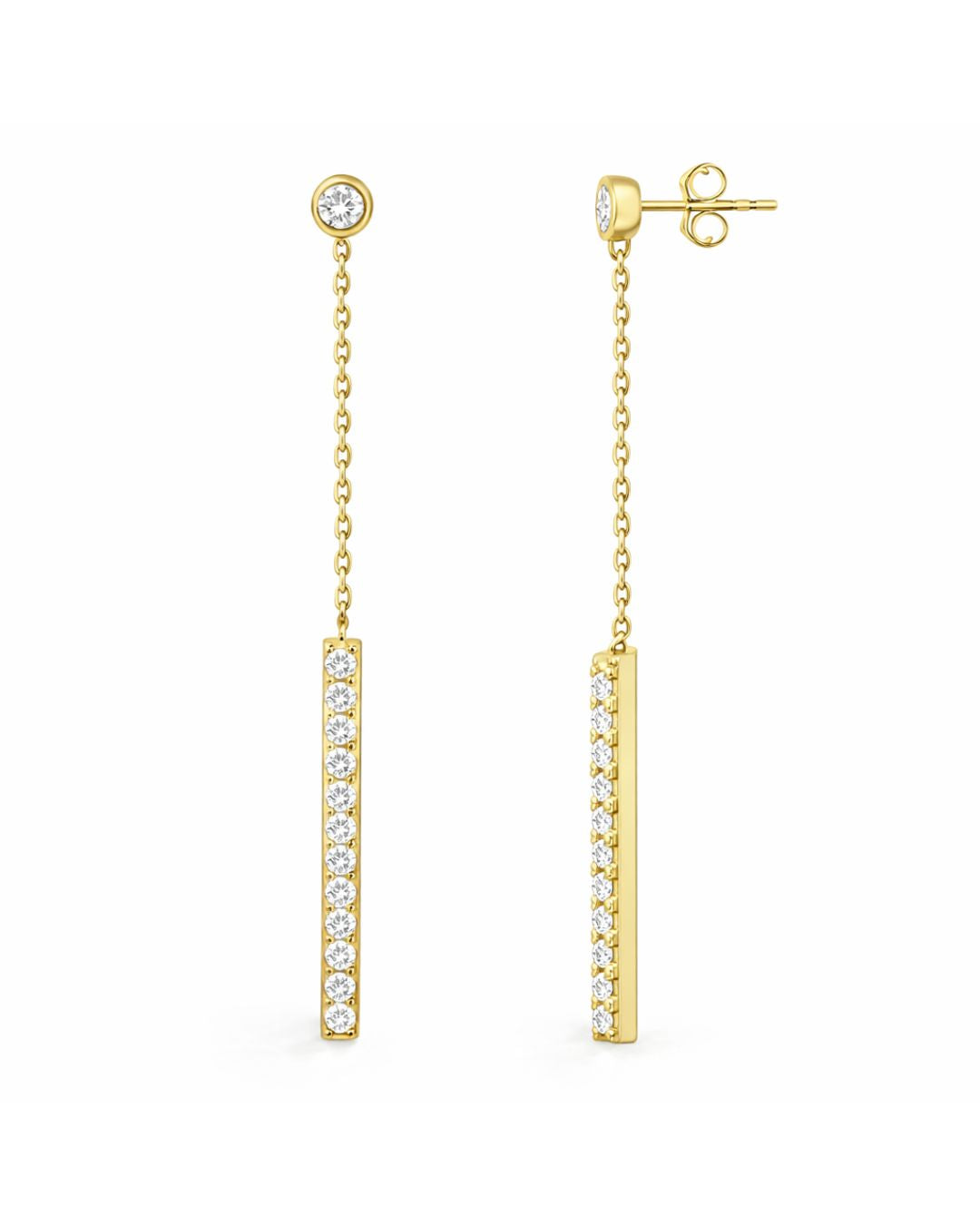 Diamond Bar Drops Earings