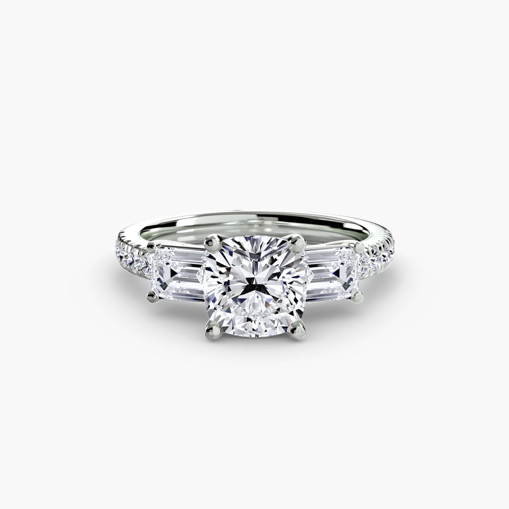 Three-Stone Ring with Pavé Band 4